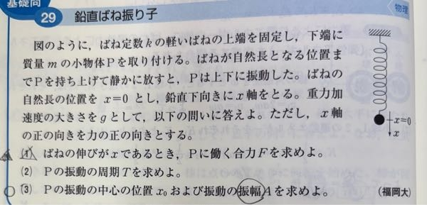 この問題のたとえば（1）の答えはF＝mg−kx となっていたのですが、mg−kx だけ答えるとバツになりますか？ 答える時に＝の形にするかしないか今まで全く気にしてきませんでした。