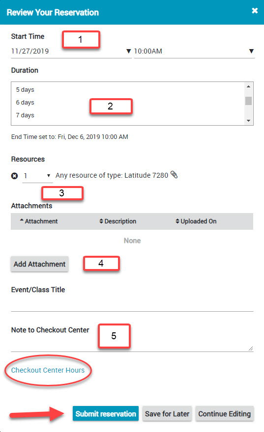 steps for completing reservation details