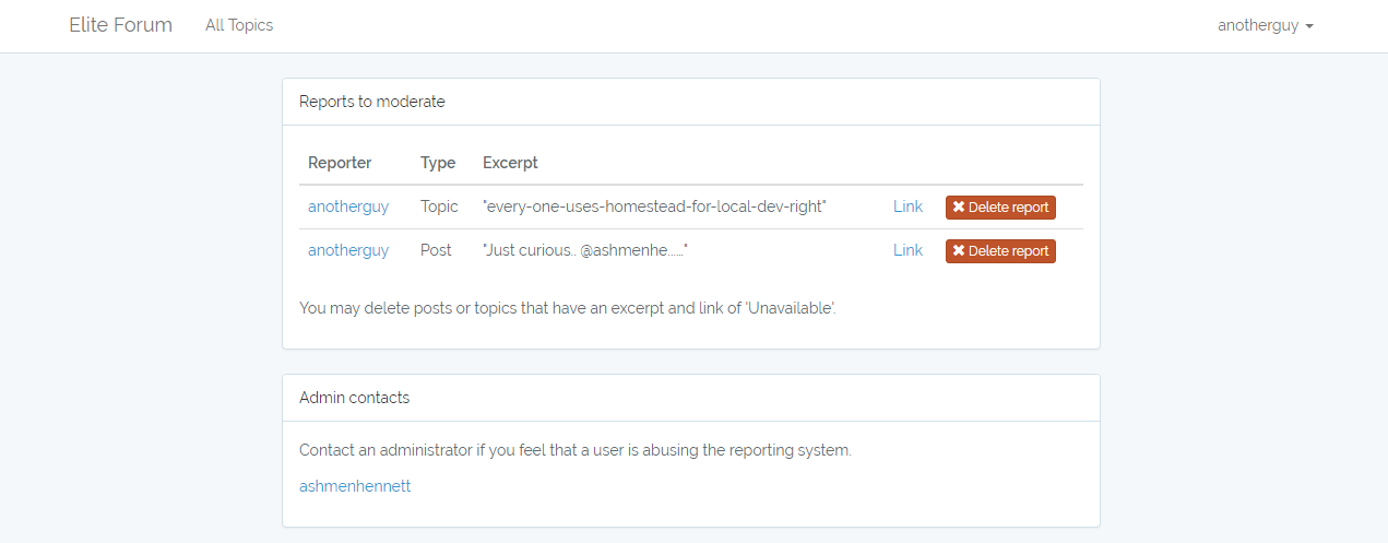 Moderator Dashboard