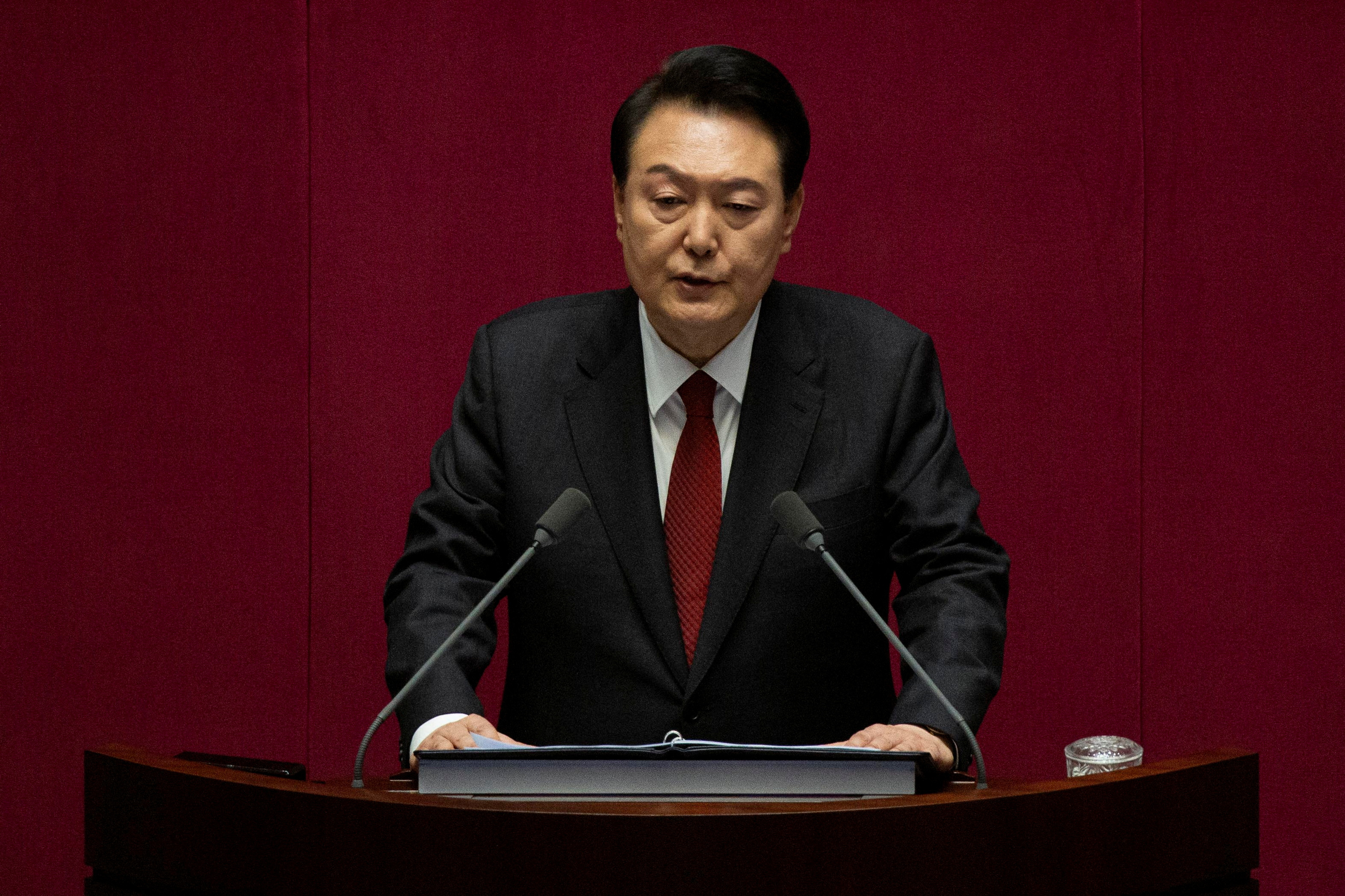 South Korean President Yoon Suk-yeol gives speech on government budget