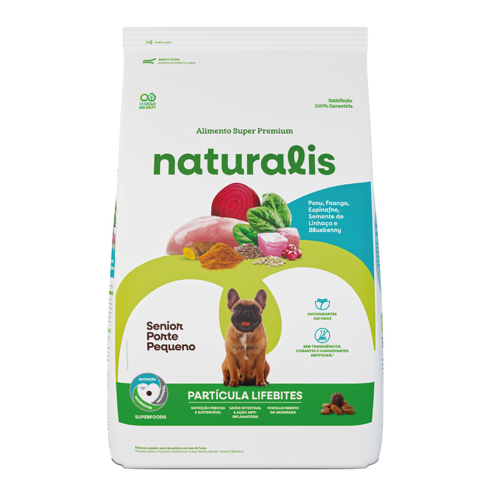 Ração Naturalis Lifebites Cães Sênior Porte Pequeno Peru, Frango, Legumes e Frutas