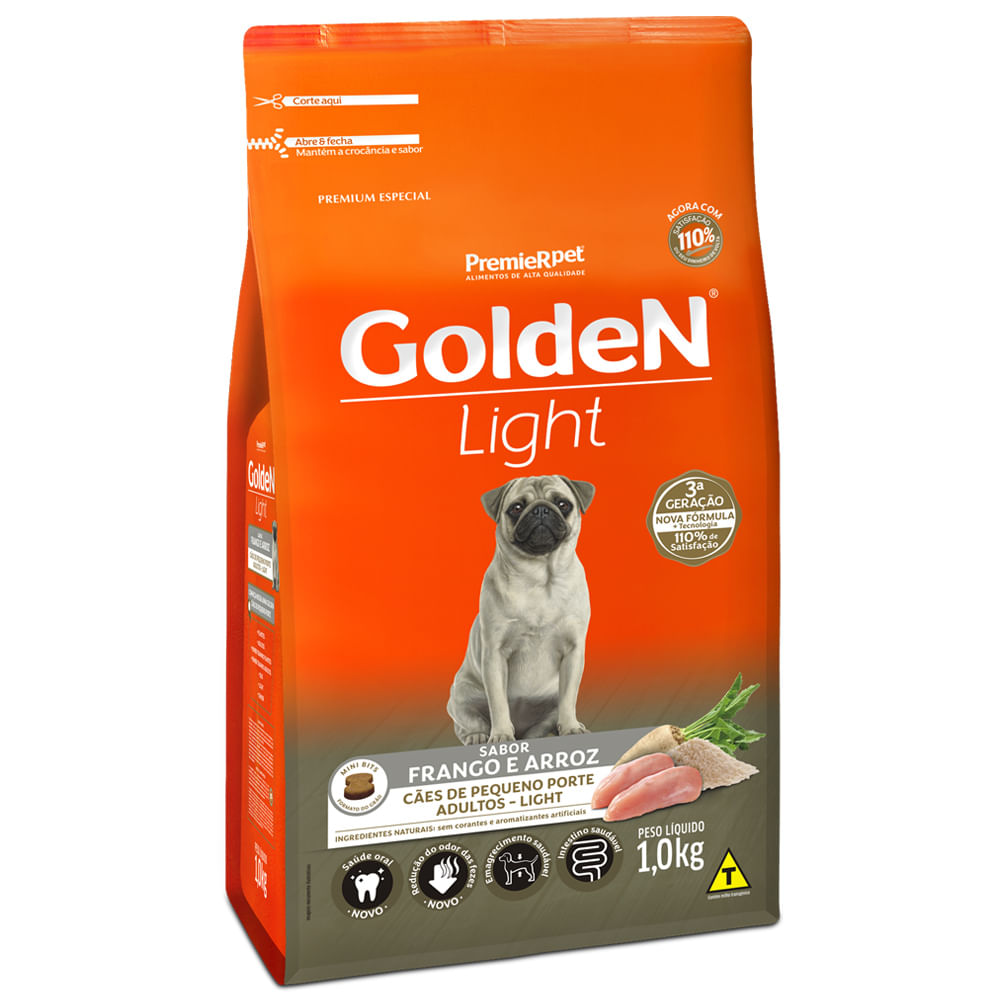 Ração Golden Fórmula Light Cães Adultos Porte Pequeno Frango e Arroz