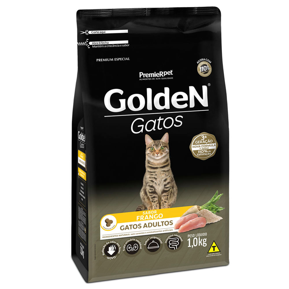 Ração Golden Gatos Adultos Sabor Frango