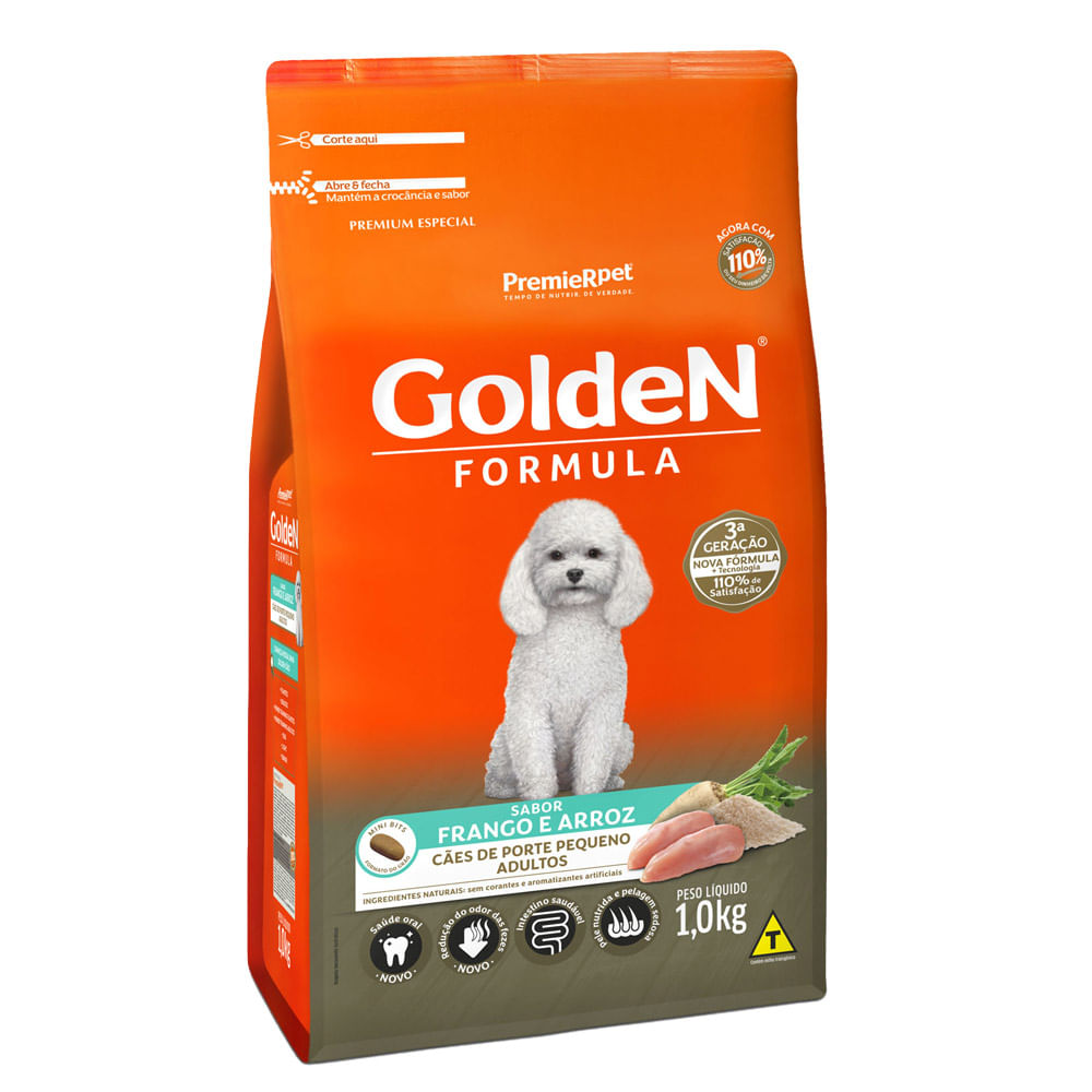 Ração Golden Fórmula Cães Adultos Raças Pequenas Frango e Arroz Mini Bits