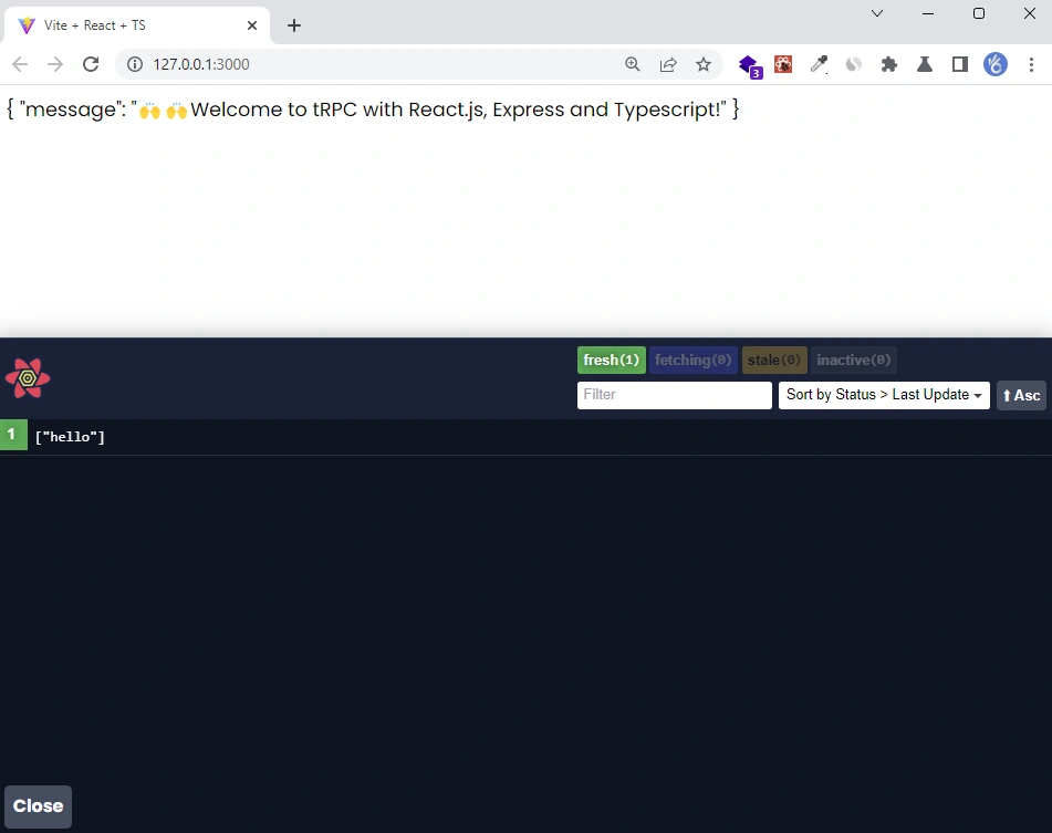 testing trpc client and server with react and expressjs