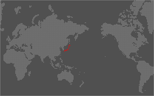 ピクセルで作成された世界地図