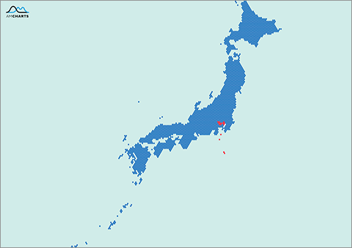 ピクセルで作成された日本地図