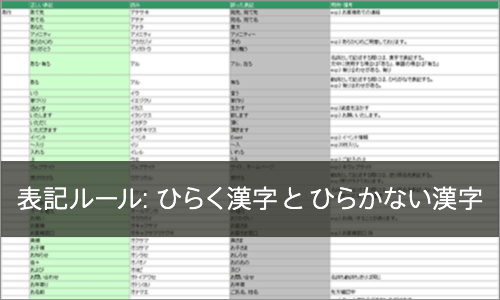 表記ルール: 「ひらく漢字」と「ひらかない漢字」