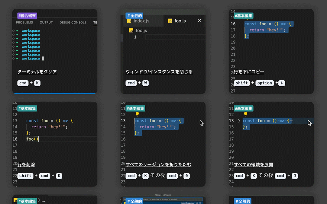 VSCodeの便利なショートカットが短時間で身につくチートシート -VSCheatsheet