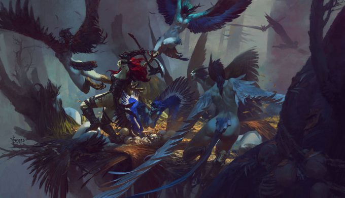 bayard wu art illustration fighting in the harpy nest