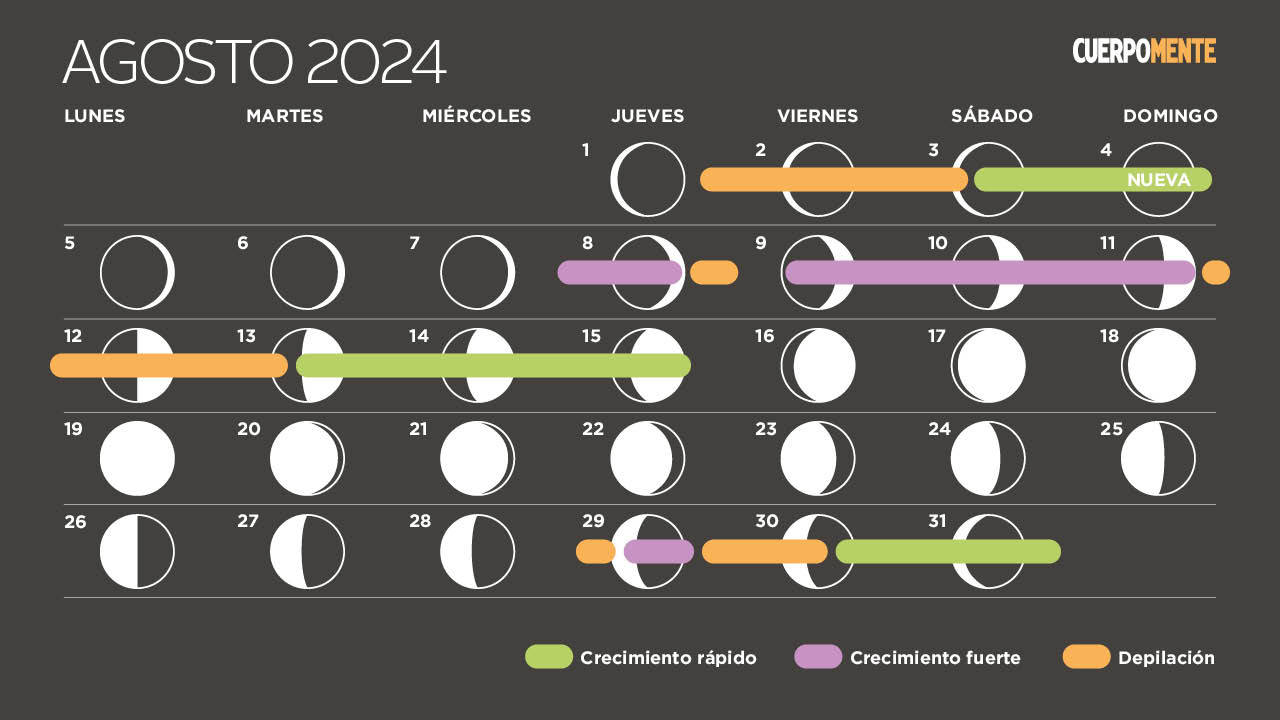 Calendario Lunar agosto 2024