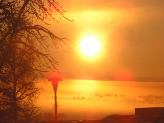 Ice fog over Fairbanks as seen from the University of Alaska Fairbanks. (Debbie Dean)