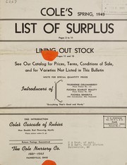 Cover of: Cole's List of surplus, lining out stock: spring 1943