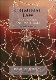 Cover of: Criminal Law: Text, Cases and Materials