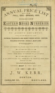 Cover of: Annual price list for fall, 1892-spring, 1893