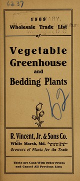 1909 wholesale trade list of vegetable greenhouse and bedding plants by R. Vincent, Jr. & Sons Co