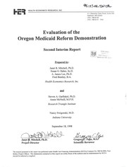 Cover of: Evaluation of the Oregon Medicaid reform demonstration: second interim report