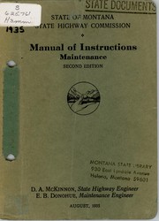 Cover of: Manual of Instructions: maintenance