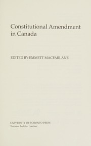 Cover of: Constitutional Amendment in Canada