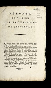 Cover of: Re ponse de Vadier aux accusations de Lecointre