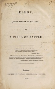 Cover of: Elegy, supposed to be written on a field of battle