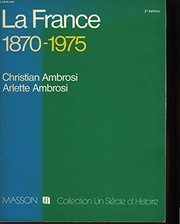 Cover of: La France: 1870-1975