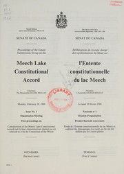 Cover of: Proceedings of the Senate Submissions Group on the Meech Lake Constitutional Accord