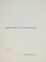 Supportive comments on the 1987 Constitutional Accord by Canada. Parliament. Special Joint Committee on the 1987 Constitutional Accord