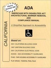 Cover of: ADA Americans with Disabilities Act Compliance Manual for California on CD/ROM by James E. Jordan