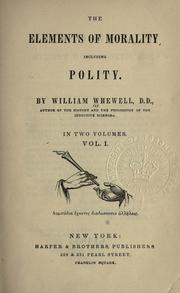 Cover of: elements of morality, including polity.