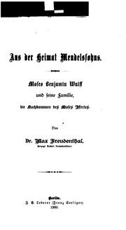 Aus der heimat Mendelssohns by Freudenthal, Max