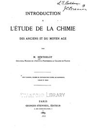 Cover of: Introduction à l'étude de la chimie des anciens et du moyen âge