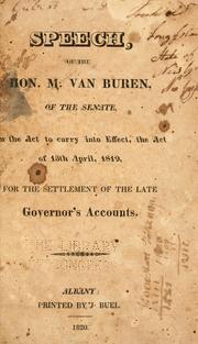 Speech, of the Hon. M. Van Buren, of the Senate by Van Buren, Martin