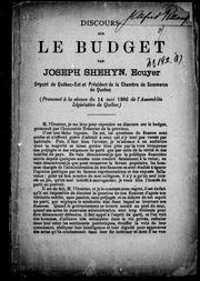 Cover of: Discours sur le budget