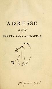 Cover of: Adresse aux braves sans-culottes