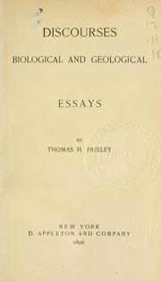 Cover of: Discourses biological and geological: essays