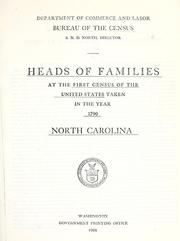 Heads of families at the first census of the United States taken in the year 1790 by United States. Bureau of the Census