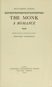 The Monk by Matthew Gregory Lewis