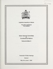 Cover of: Transcript of public hearings. Volume I, May 24 to June 1, 1991