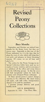 Cover of: Revised peony collections: busy months