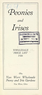 Cover of: Peonies and irises wholesale price list: 1926