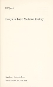 Cover of: Essays in later medieval history by E. F. Jacob