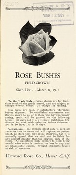 Cover of: Rose bushes, field-grown: sixth list : March 8, 1927