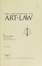 Cover of: The deskbook of art law