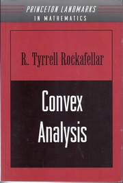 Cover of: Convex Analysis by Ralph Tyrell Rockafellar