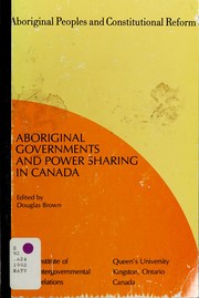 Cover of: Aboriginal governments and power sharing in Canada