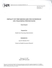 Cover of: Impact of the Medicare fee schedule on teaching physicians: final report