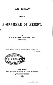 Cover of: An essay in aid of a grammar of assent