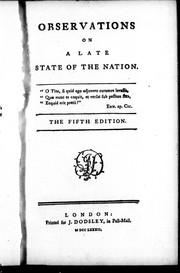 Observations on a late state of the nation by Edmund Burke