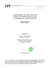 Cover of: Comparison of GPCI rental index to three sources of commercial office rents: final report